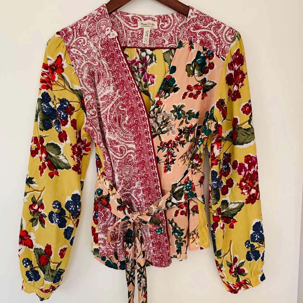 Anthropologie Wrap Top patterned 6